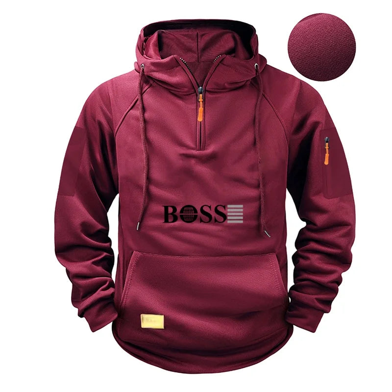 Men's fashionable collar sports long-sleeved sweatshirt, fitness sweatshirt, casual loose sweatshirt, men's pullover