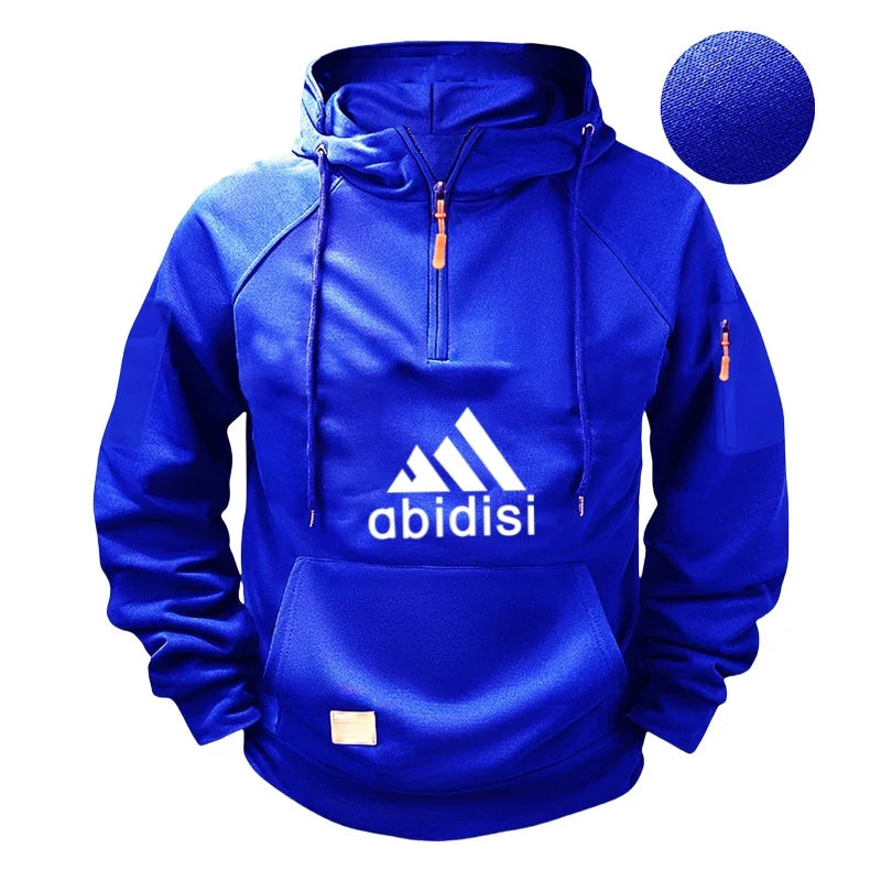 Men's fashionable collar sports long-sleeved sweatshirt, fitness sweatshirt, casual loose sweatshirt, men's pullover