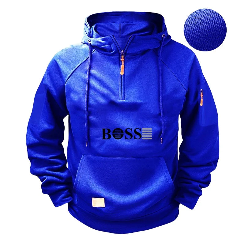 Men's fashionable collar sports long-sleeved sweatshirt, fitness sweatshirt, casual loose sweatshirt, men's pullover
